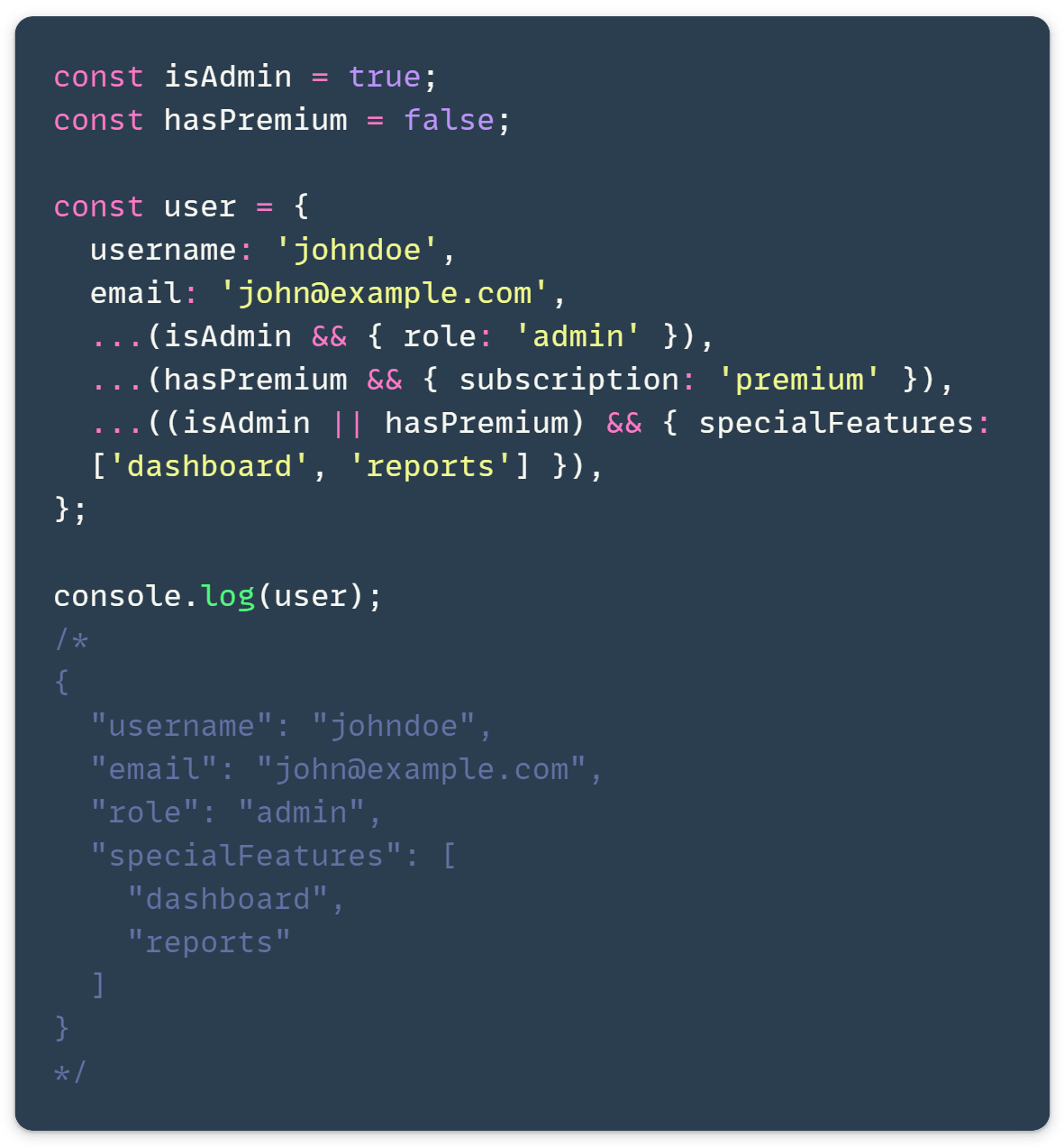 Add properties in object conditionally with JavaScript