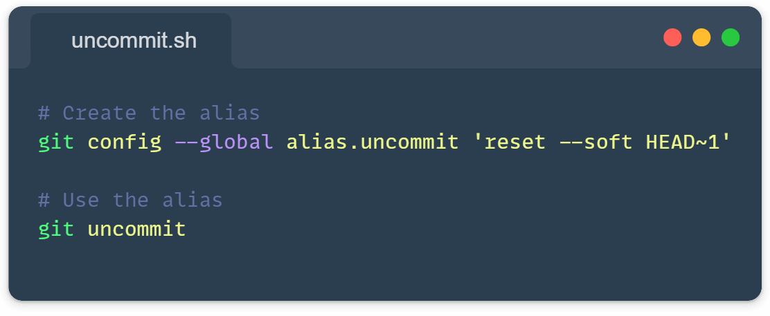 Git uncommit alias frontend tips