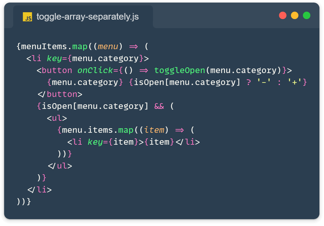 React JS toggle array items separately