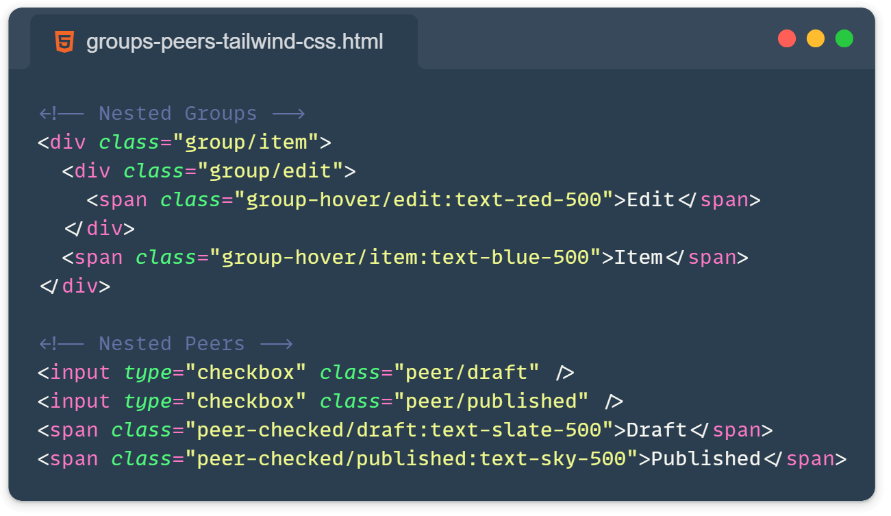 Tailwind css group peer modifiers nesting frontend tips