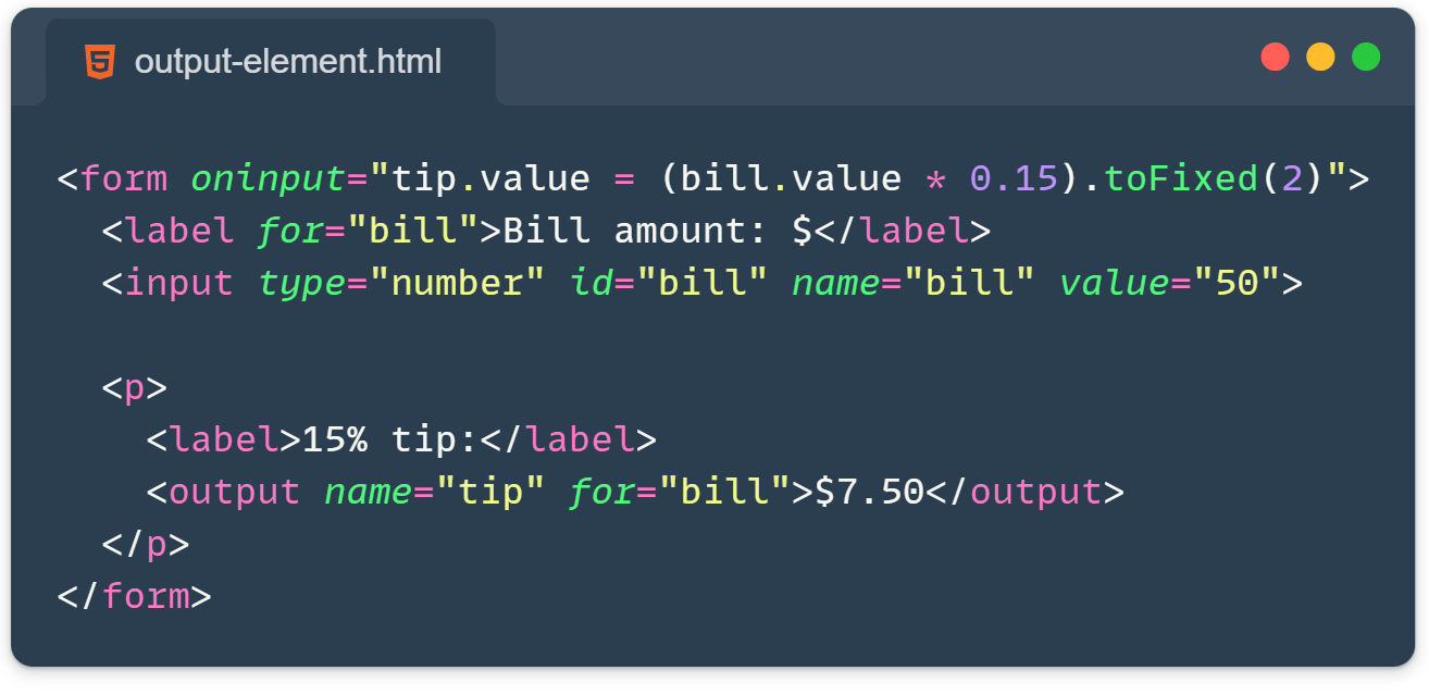 html output element - front-end.tips