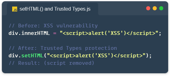 setHTML() and Trusted Types for XSS Prevention